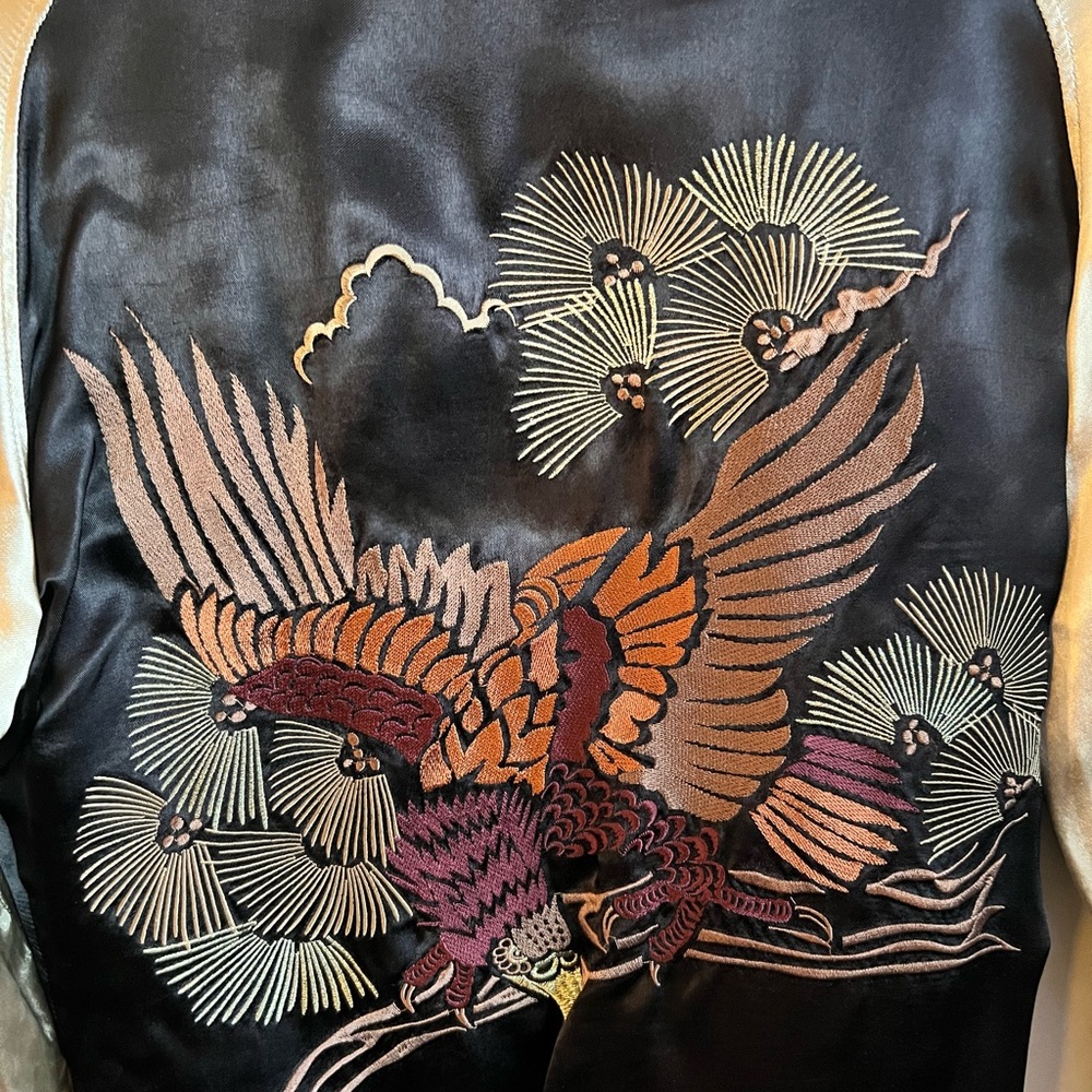 Zara satin feel embroidered eagle jacket Size XS